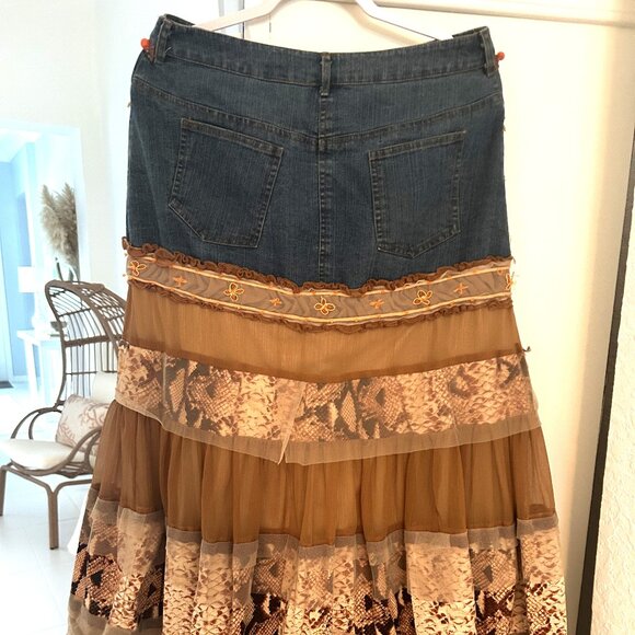 Vintage Paradise NY Jean Tiered Embellished Maxi Skirt - Picture 8 of 9